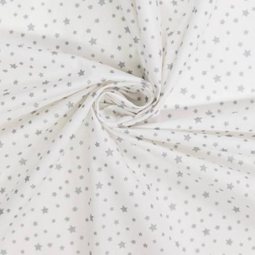 Coton blanc motif étoile argent dousni