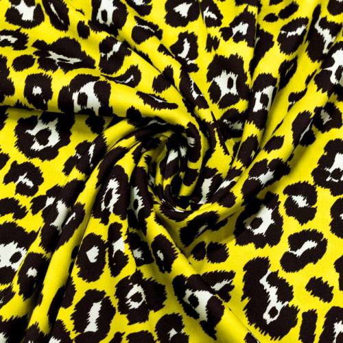 Satin imprimé léopard jaune