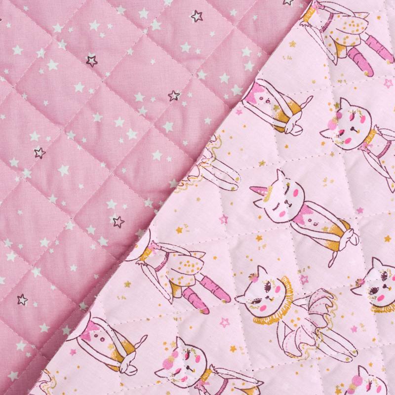 Tissu Matelasse Enfant Reversible Motif Danseuse Chat