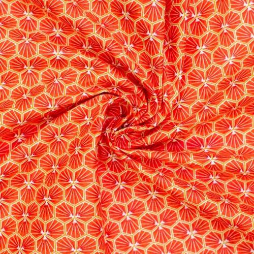 Coton enduit rouge corail motif trèfle riad