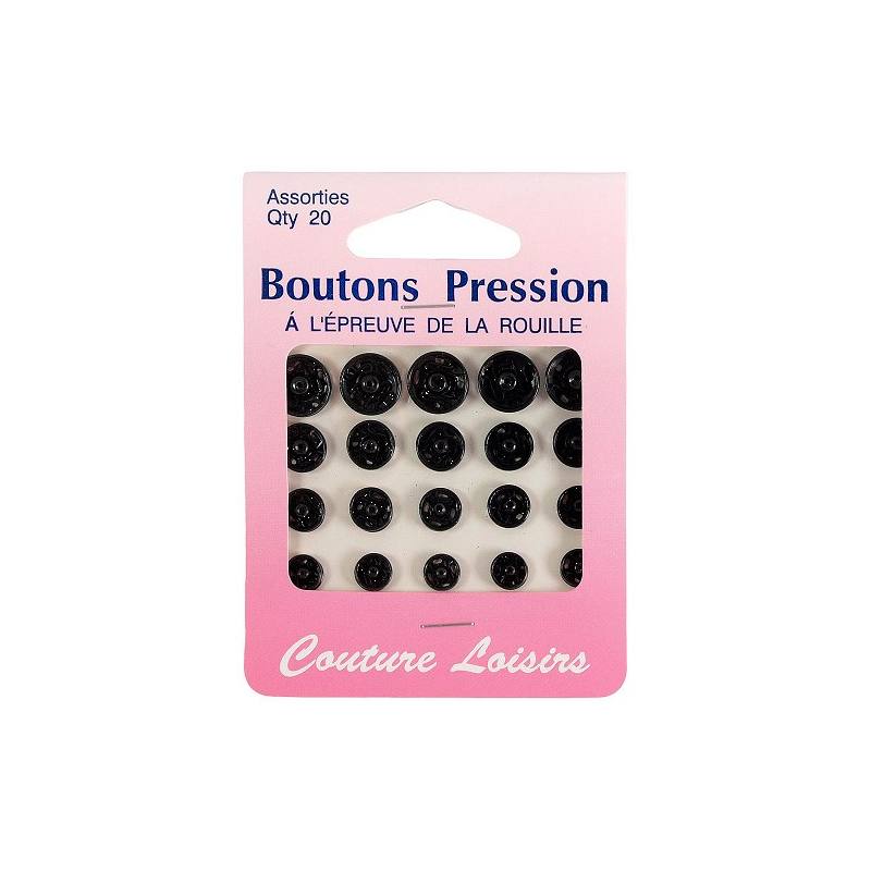 Boutons pression assortis noirs X20