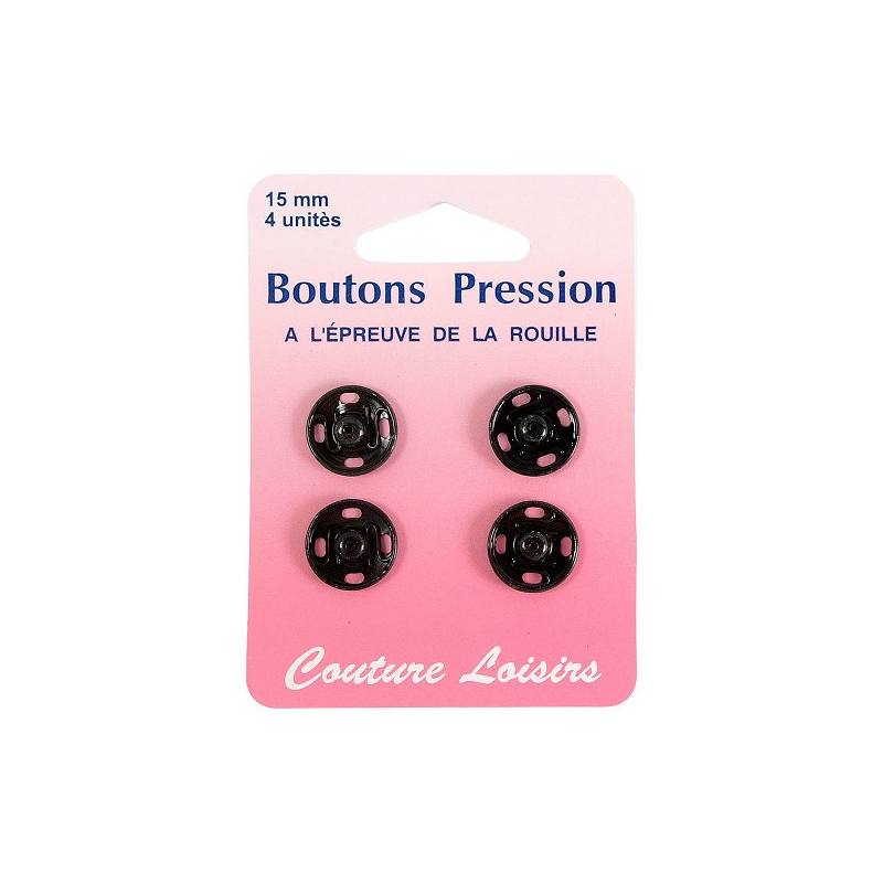 Boutons pression N°15 noirs X4