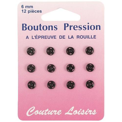 Boutons pression N°6 noirs X12