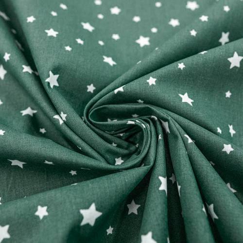 Coton vert pin motif étoiles blanches