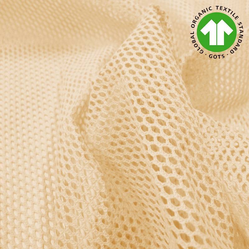 Tissu filet mesh beige en coton bio