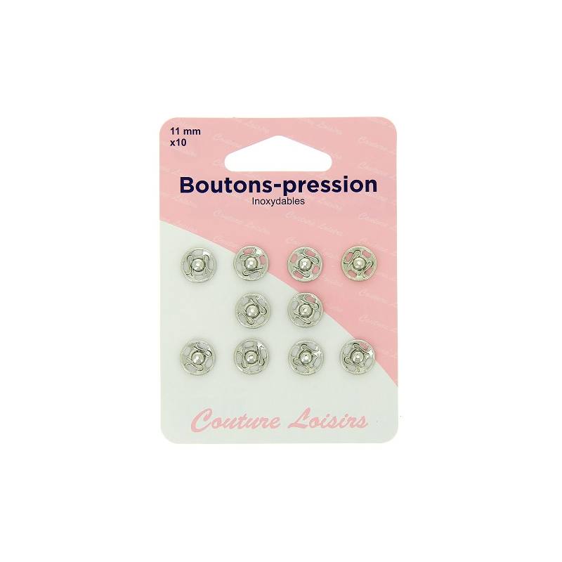 Boutons pression N°11 argent X10
