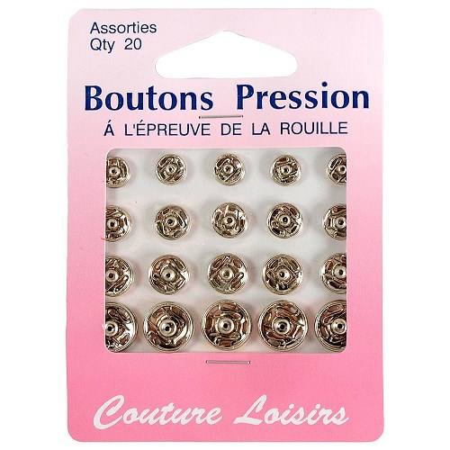 Boutons pression assortis argent X20