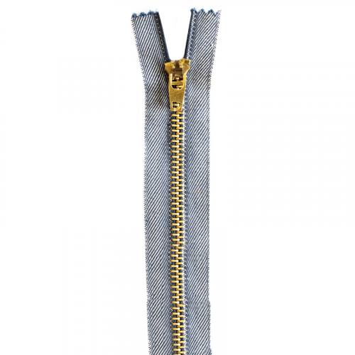 Fermeture jean bleu en métal argent 22 cm col 998