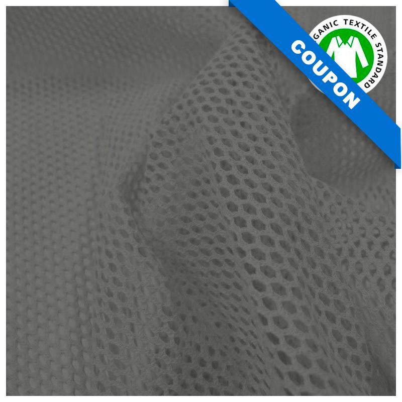 Coupon 85x50 cm - Tissu filet mesh gris foncé coton bio