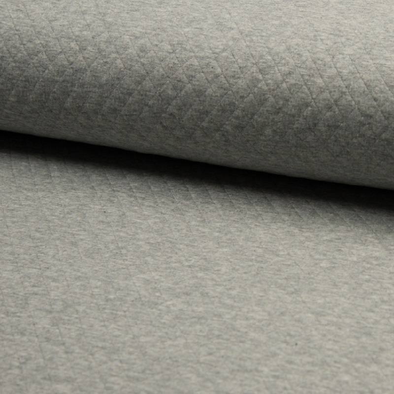 Jersey de coton matelassé gris chiné