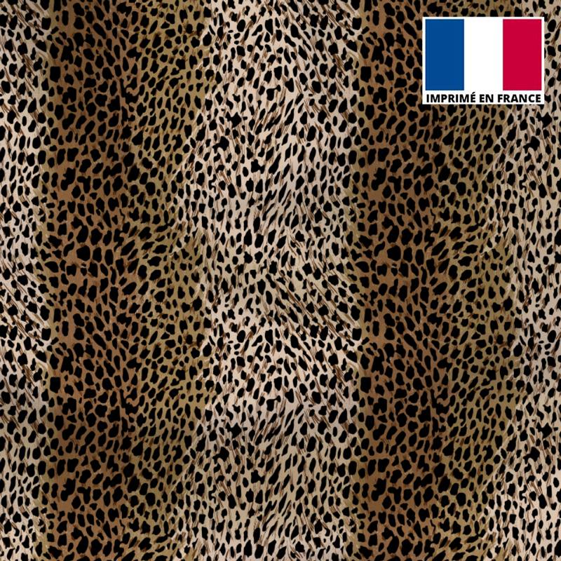 Tissu microfibre dégradée marron motif léopard 