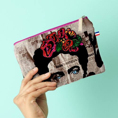 Kit pochette canvas motif Femme mexicaine - Création Anne-Sophie Dozoul