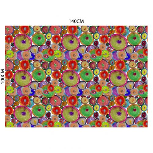 Velours ras écru motif ronds multicolores - Jeanne Garreau