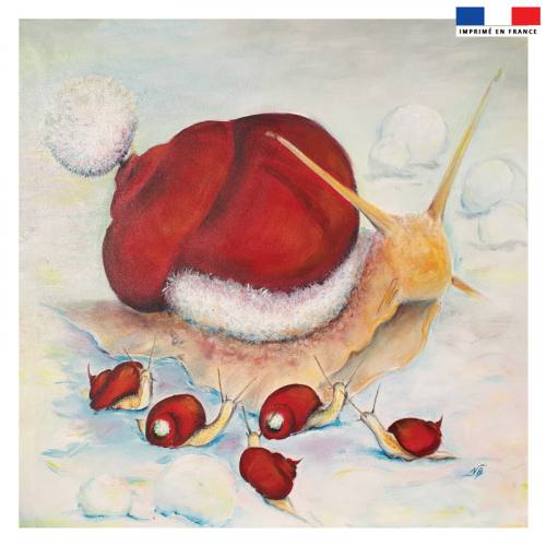 Coupon 45x45 cm motif escargot de Noël - Création Véronique Baccino