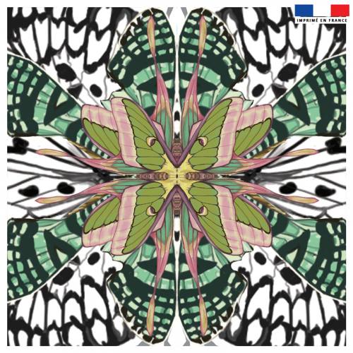 Coupon 45x45 cm motif papillon vert - Création Lou Picault