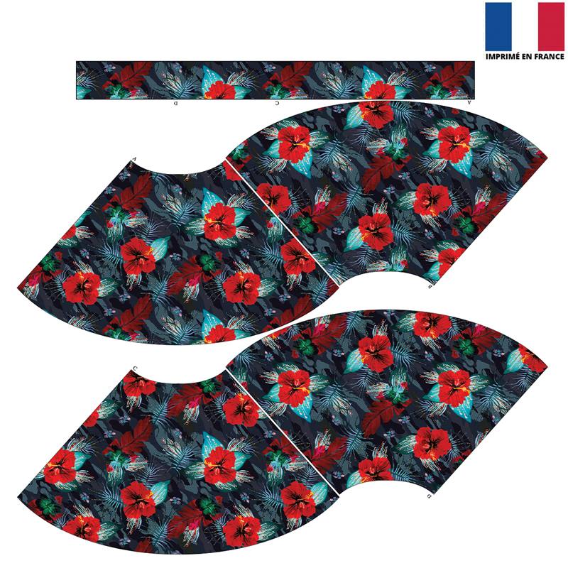 Kit Jupe Courte - Camouflage et fleur rouge