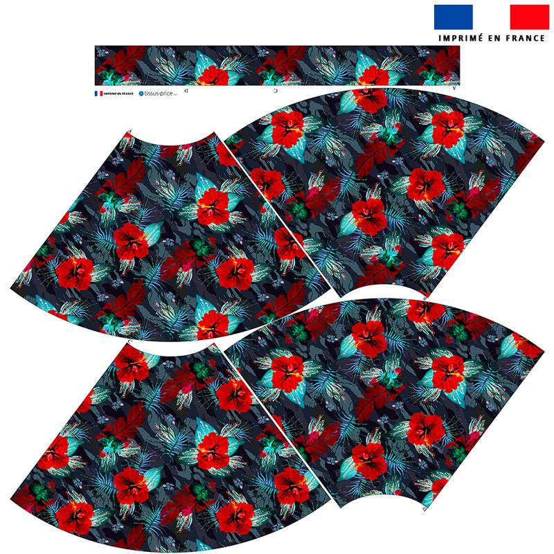Kit Jupe Mi-Genoux - Camouflage et fleur rouge