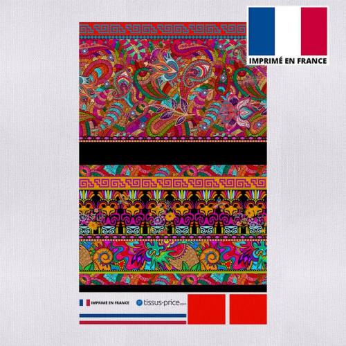Kit pochette multicolore motif ethnique effet brodé