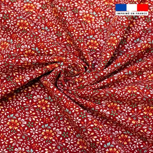 Tissu viscose rouge motif petites fleurs irène Oeko-tex