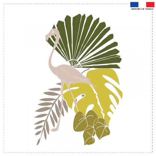 Coupon 45x45 cm vert motif flamingo et palme - Création Marie-Eva