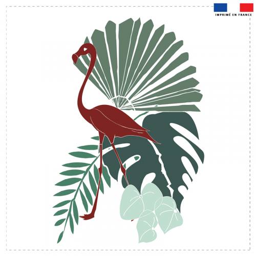 Coupon 45x45 cm bleu motif flamingo et palme - Création Marie-Eva