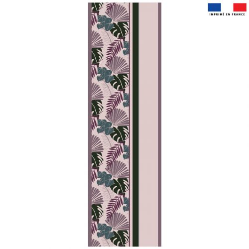 Coupon 45x150 cm tissu imperméable motif palme exotique rose pour transat - Création Marie-Eva
