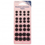 Boutons pression x32 assortis noirs