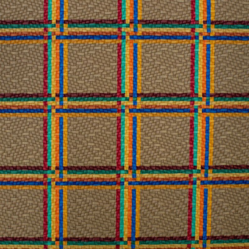 Simili cuir taupe motif tartan multicolore