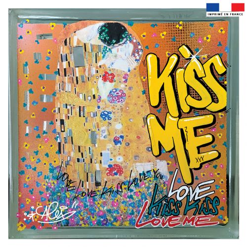 Coupon 45x45 cm jaune motif graffiti kiss me - Création Alex Z