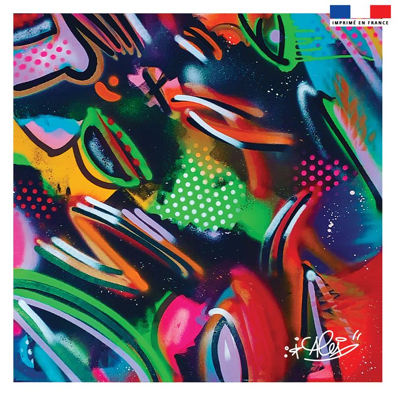 Coupon 45x45 cm multicolore motif graffiti street art - Création Alex Z