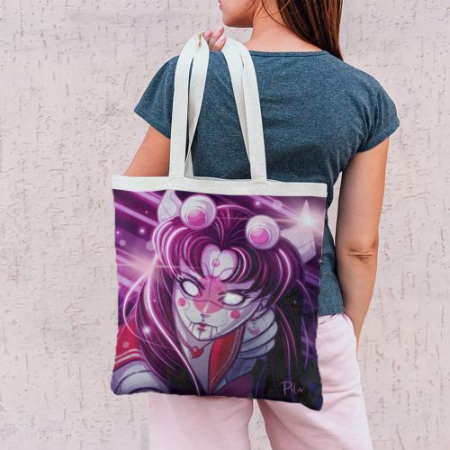 Coupon 45x45 cm violet motif fille manga - Création Pilar Berrio