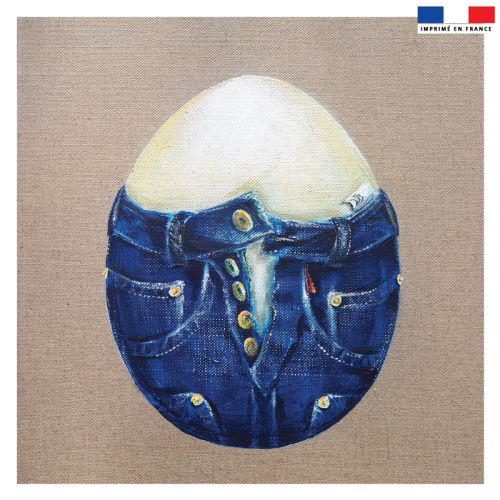 Coupon 45x45 cm motif oeuf - Face - Création Véronique Baccino