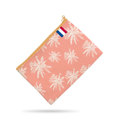 Kit pochette rose motif flamant et palmier