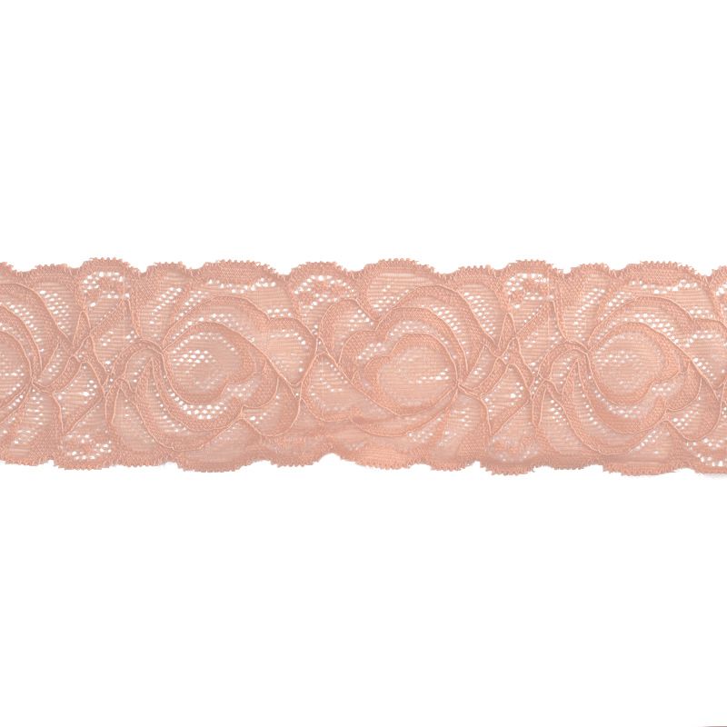 Dentelle élastique à fleurs rose pastel 60mm