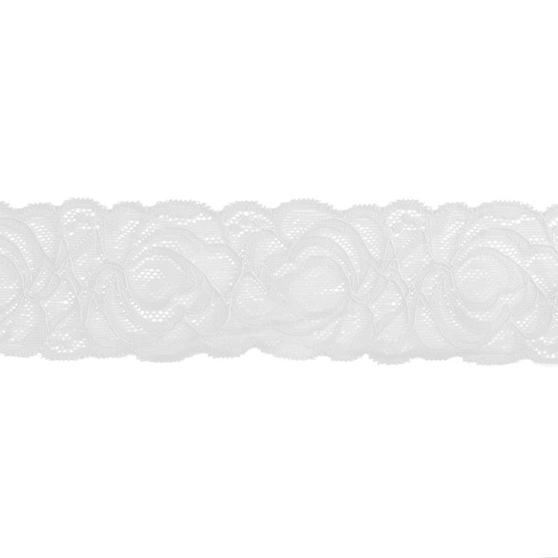Dentelle élastique à fleurs blanc 60mm