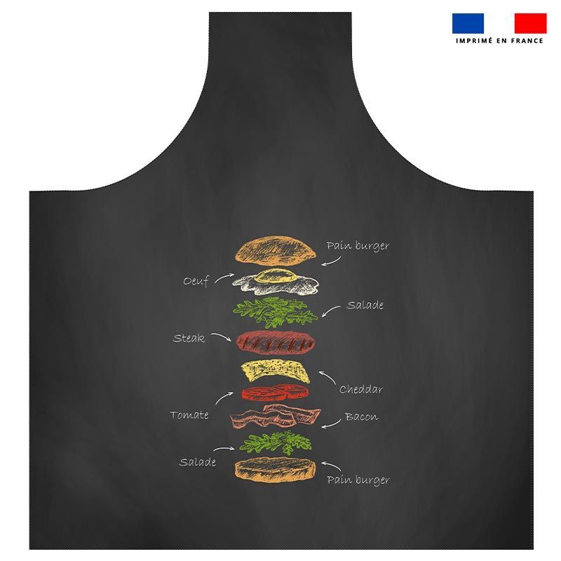 Patron imprimé sur canvas pour tablier motif burger