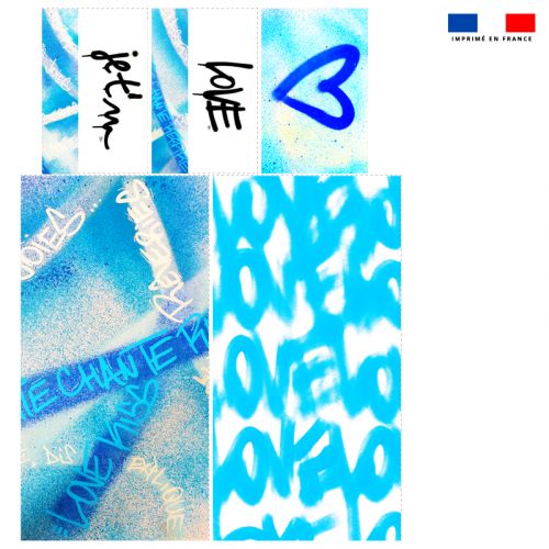 Coupon pour vide-poches motif graffiti bleu - Création Alex Z