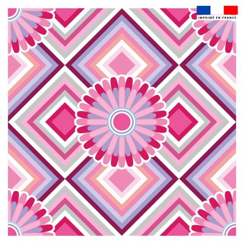 Coupon 45x45 cm motif rosace rose pastel - Création Lita Blanc