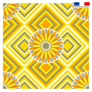 Coupon 45x45 cm motif rosace jaune - Création Lita Blanc