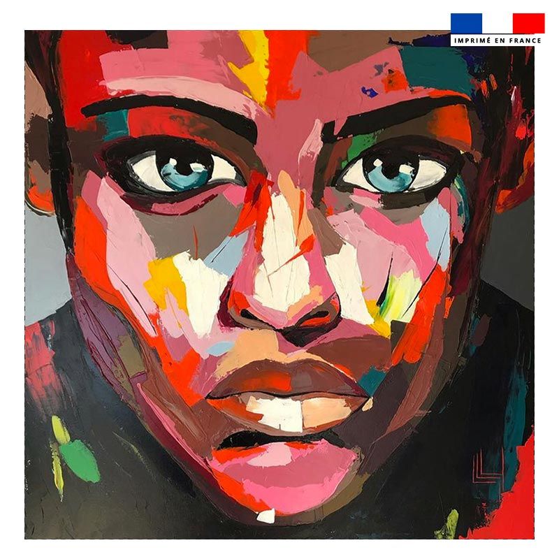 Coupon 45x45 cm motif portrait rouge - Création Lily Tissot