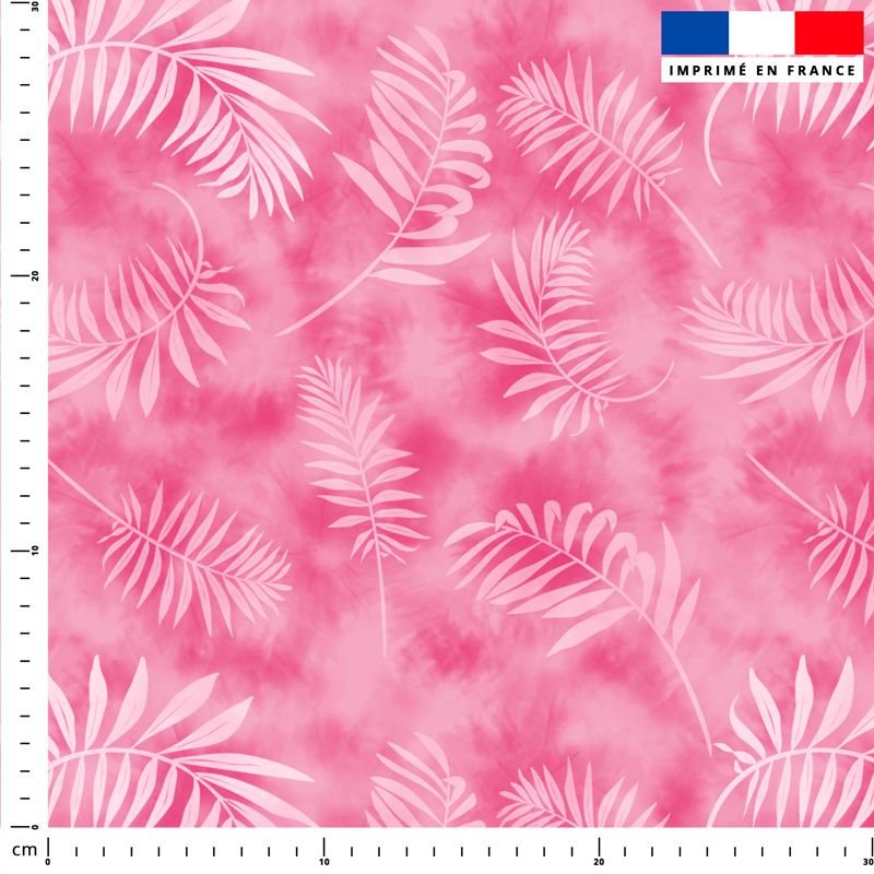 Tie and dye et palme effet aquarelle - Fond rose pastel