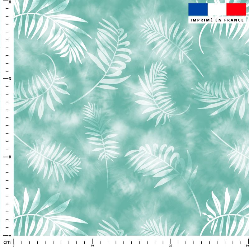 Tie and dye et palme effet aquarelle - Fond vert d'eau