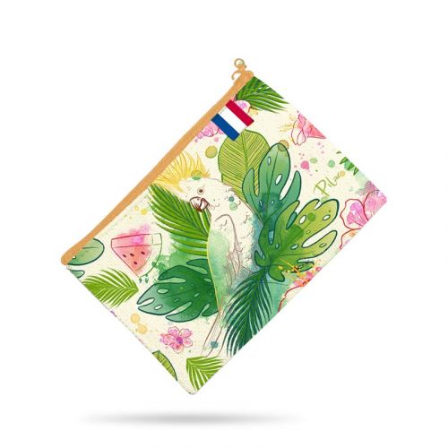 Kit pochette motif pastèque et feuille exotique - Création Pilar Berrio