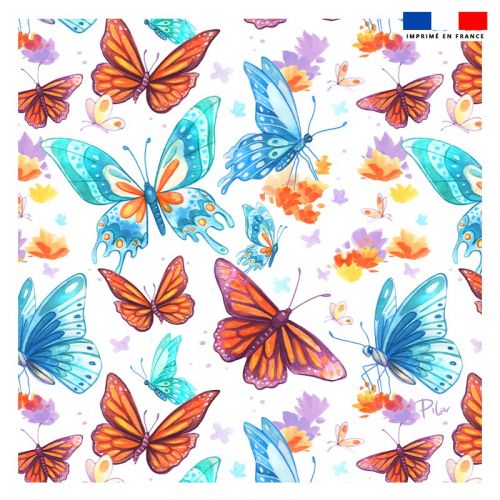 Coupon 45x45 cm motif papillons - Création Pilar Berrio