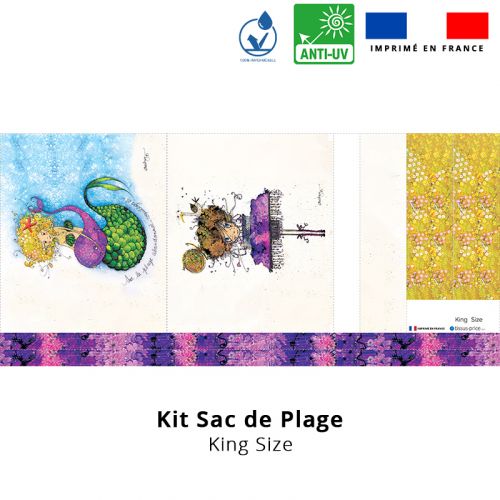 Kit sac de plage imperméable motif sirène - King size - Création Audrey Baudo