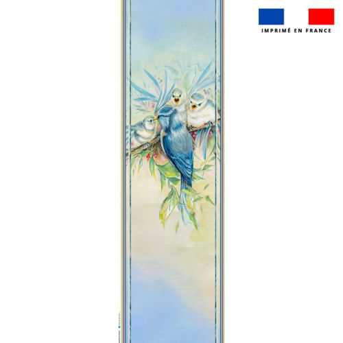 Coupon 45x150 cm tissu imperméable motif mésange pour transat - Création Véronique Baccino