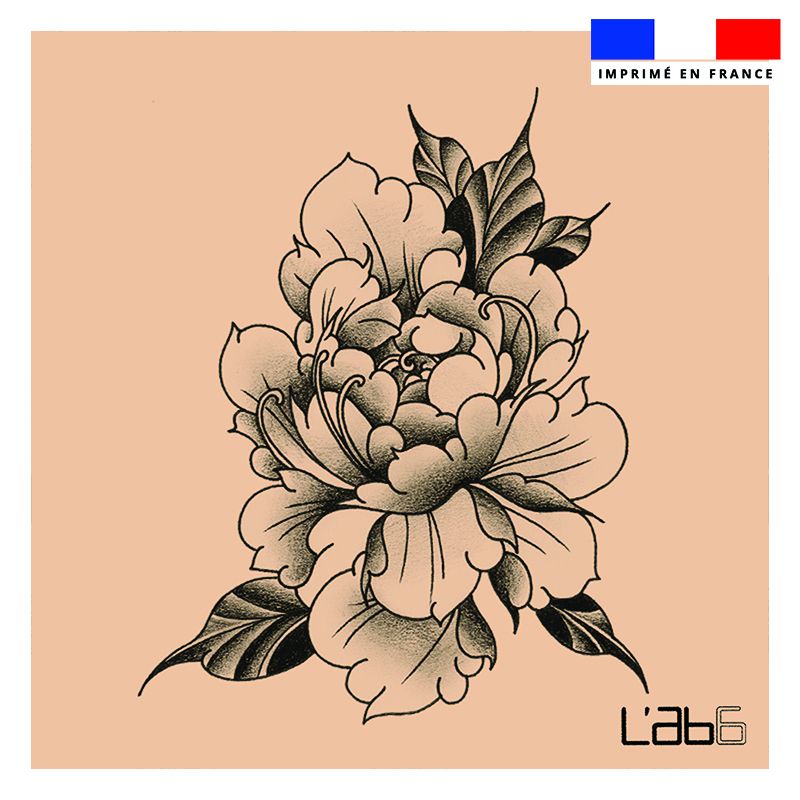 Coupon 45x45 cm motif fleur effet tattoo - Création LAB6
