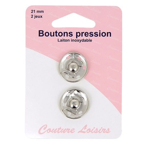 Boutons pression nickelés assortis