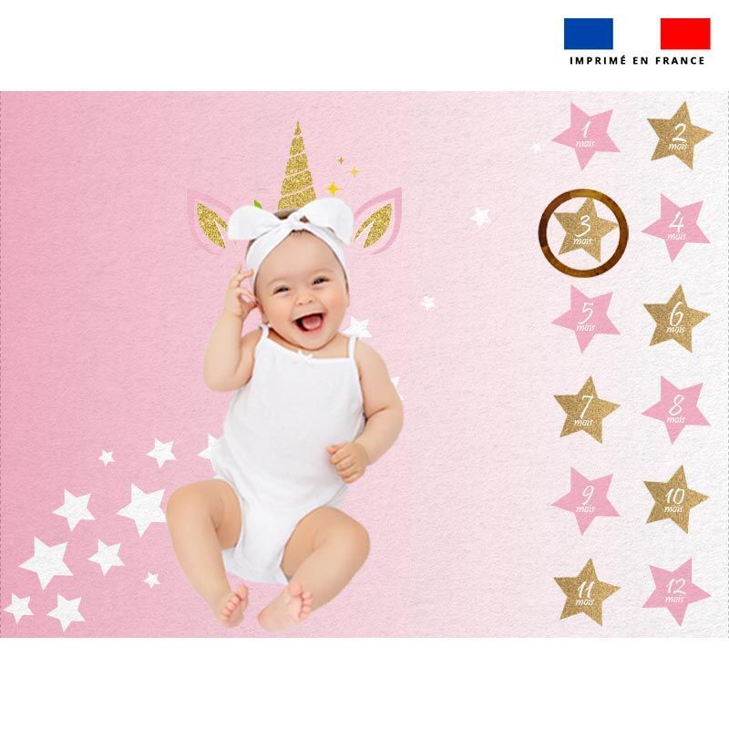 Coupon 100x75 Cm Pour Couverture Mensuelle Bebe Motif Licorne Tissus Price