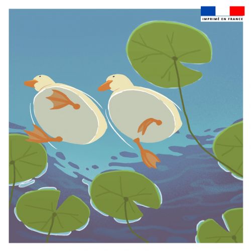 Coupon 45x45 cm motif canard et nénuphars - Création KKCHENWEI